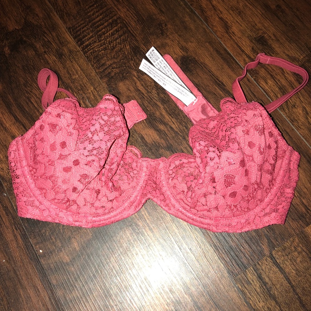 34C Coral lace demi bra